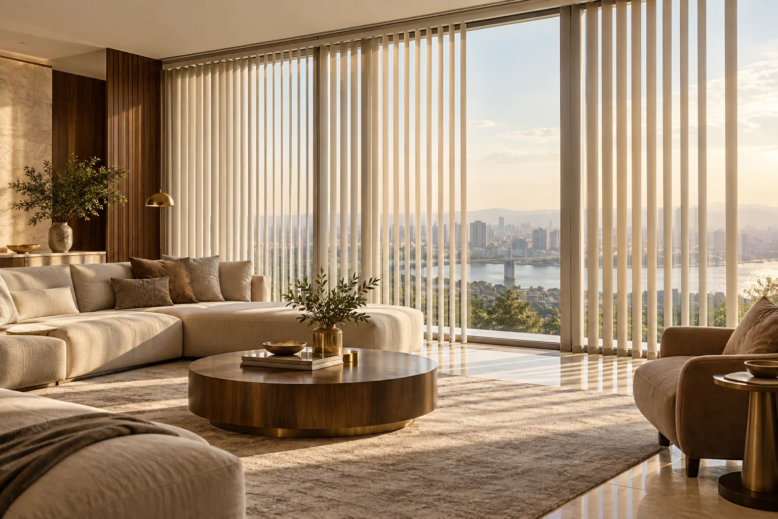 پرده عمودی در فضای مدرن و لوکس